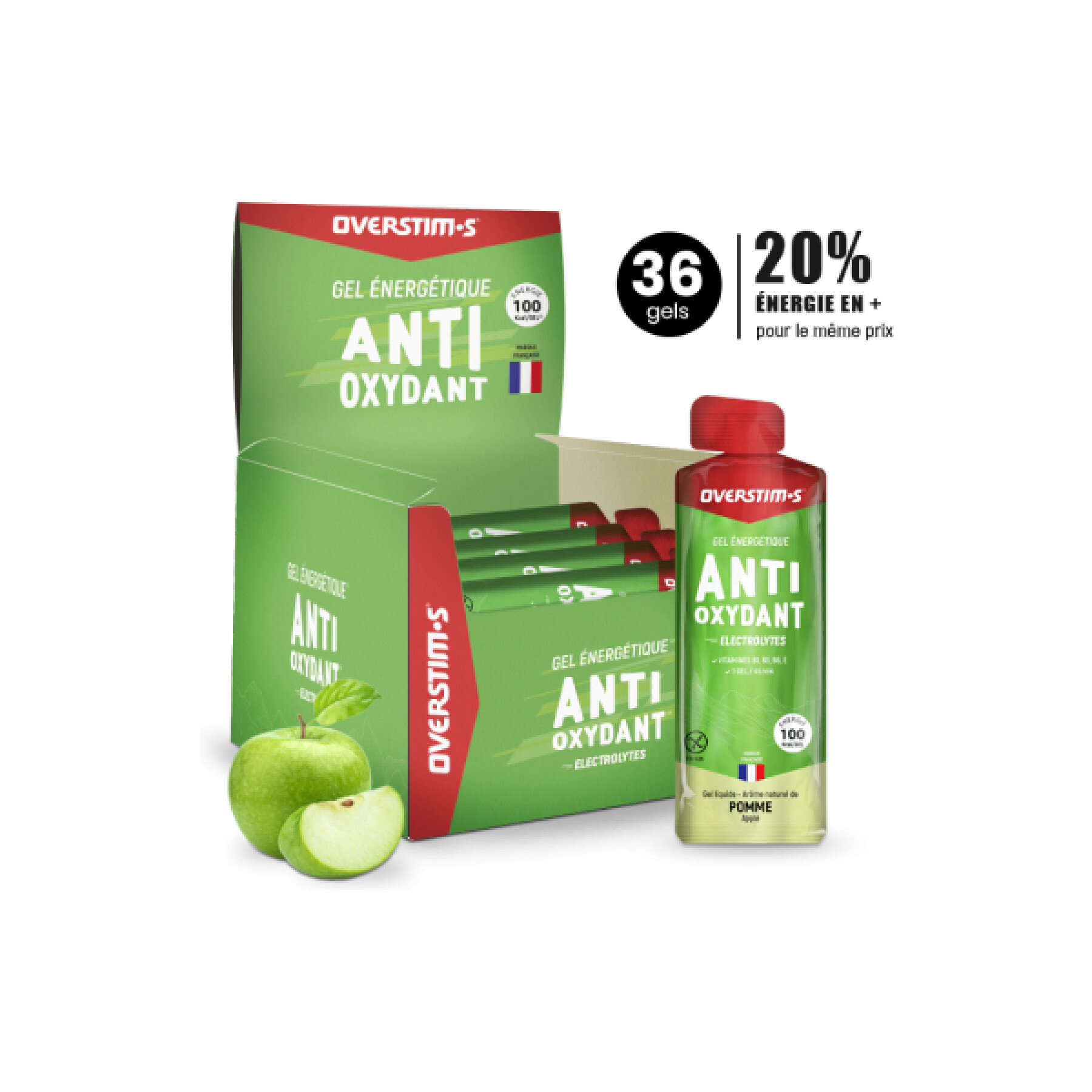 Antioxidantien-Gel mit grünem Apfel Overstim (36 gels)