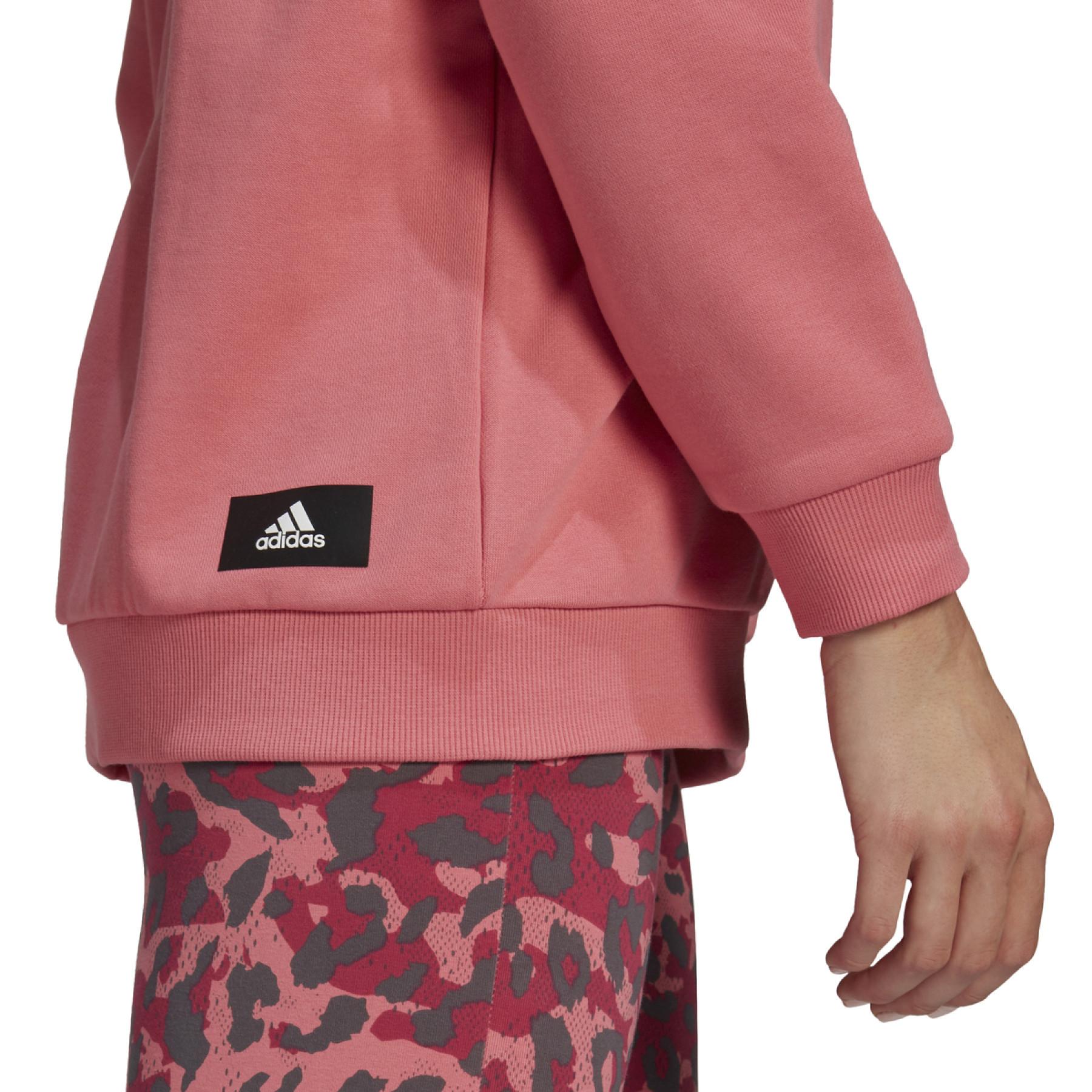 Damen-Kapuzenpulli adidas Sportswear Leopard-Print Oversize
