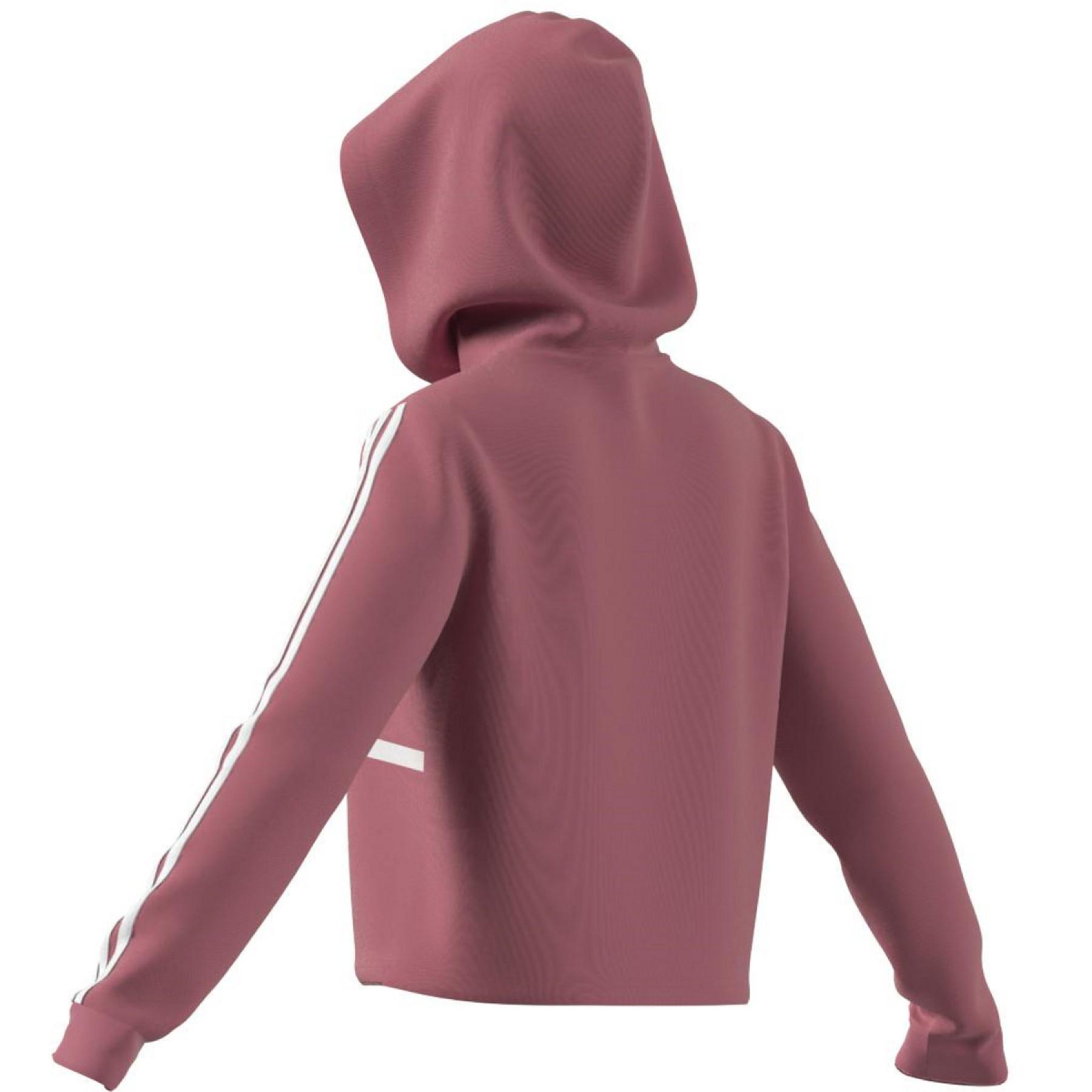 Kurzes Kapuzensweatshirt für Frauen adidas Essentials Logo Colorblock Fleece