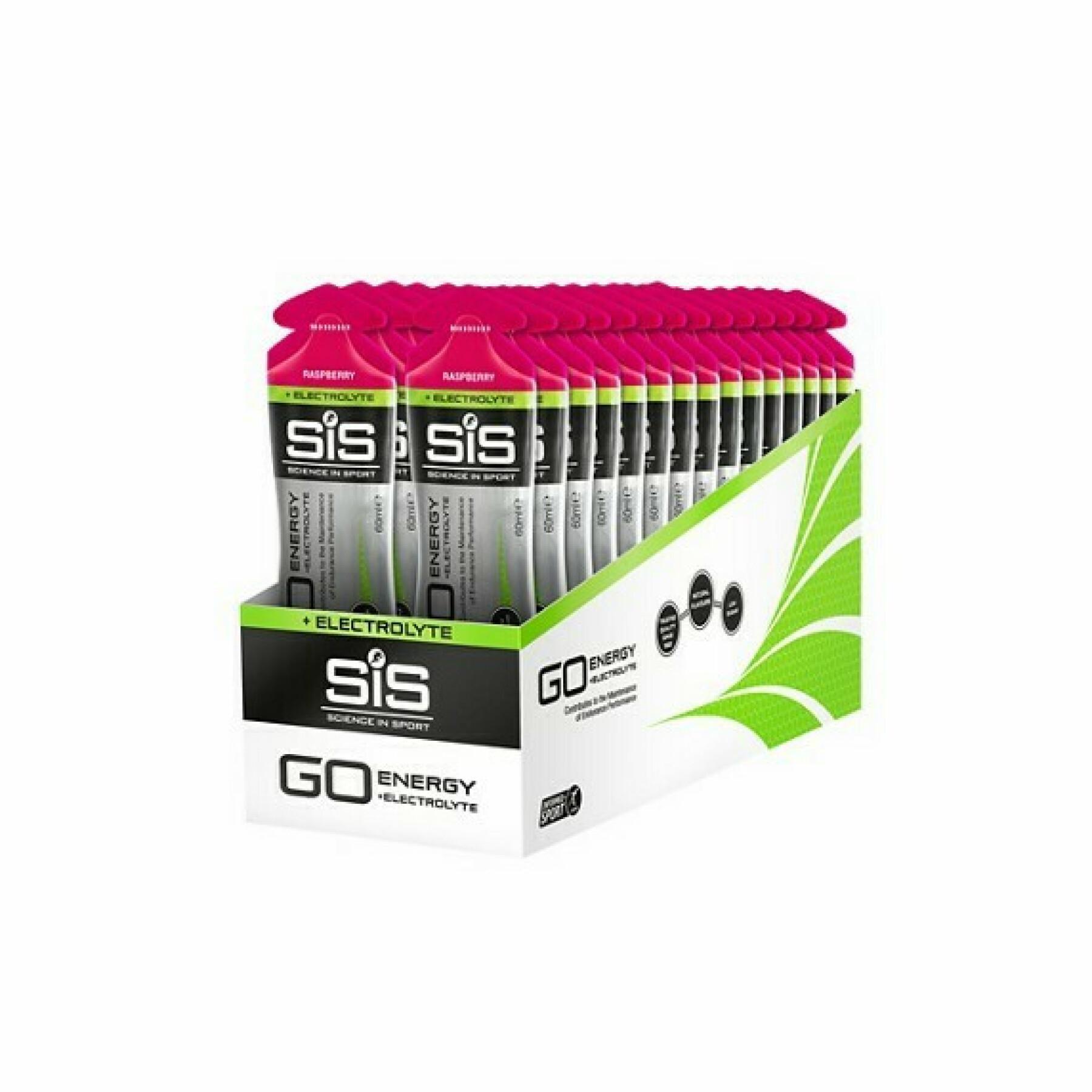 Packung mit 30 Energiegelen Science in Sport Go + Electrolyte - Rose framboise - 60 ml